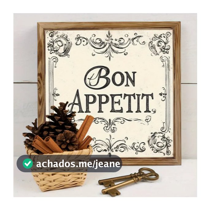 Placa/Quadro Decorativo 30x30 BON APPETIT, BOM APETITE, ideal para cozinhas, restaurantes, hall