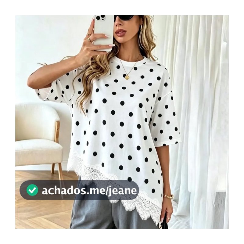 Camisa Feminina Assimétrico Poa Tecido Viscolycra Moda Feminino Tendencia