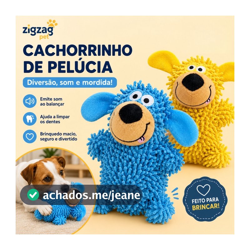 Brinquedo de Pelúcia para Cachorro com Som ao Balançar Mordedor Interativo Antiestresse
