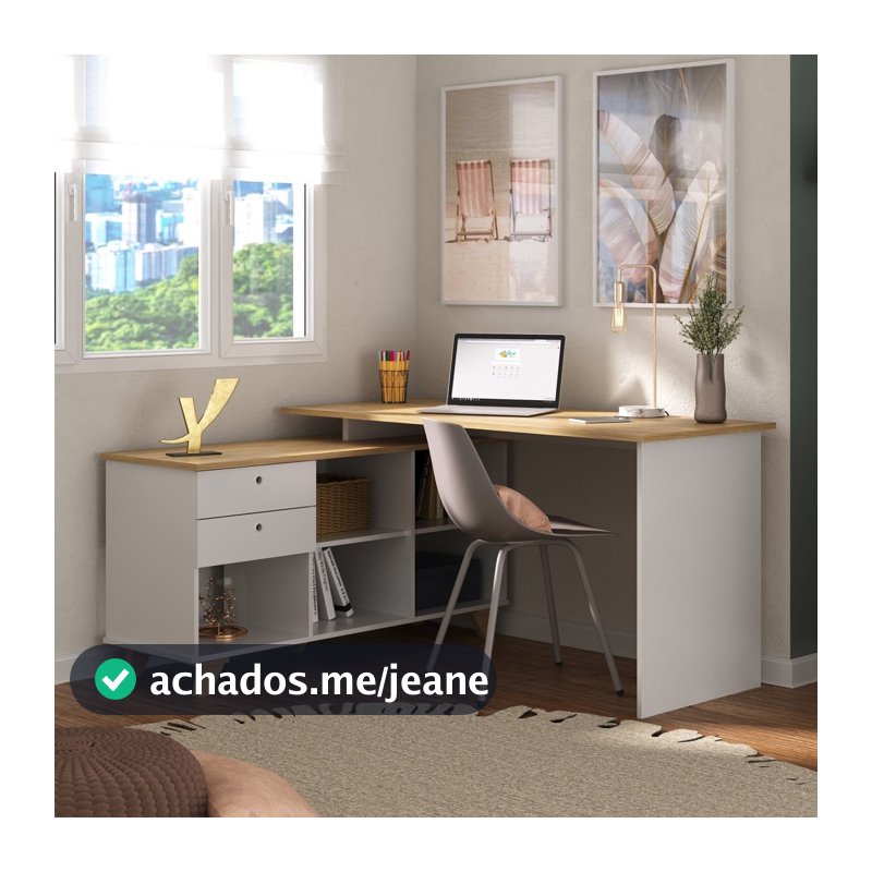 Mesa Escrivaninha Gold  2 Gavetas 2 Prateleiras