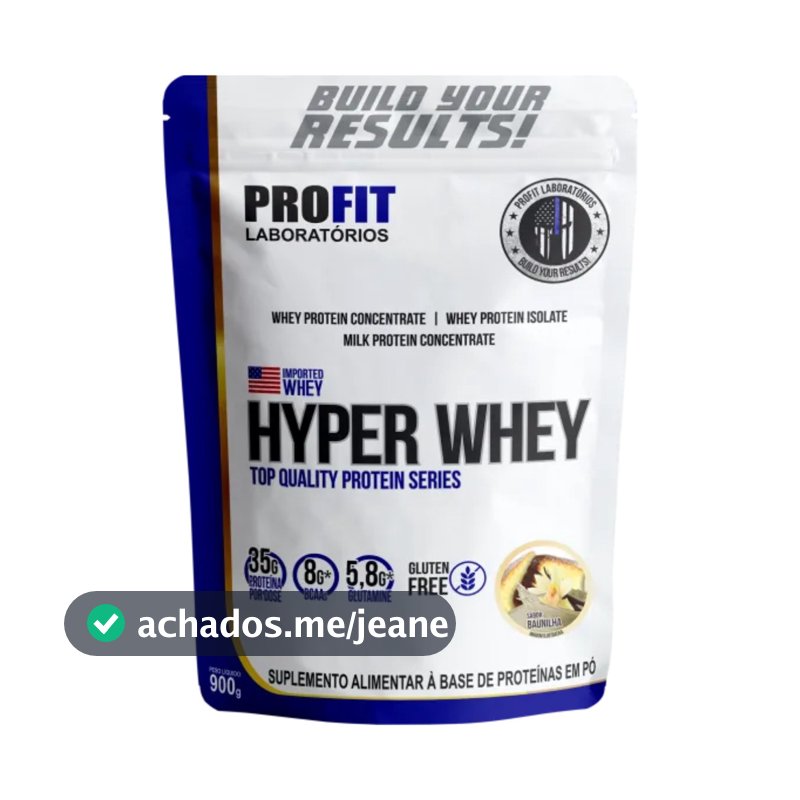 Hyper Whey Profit Labs 900g Refil 35g Proteína Massa Muscular Energia Carboidratos