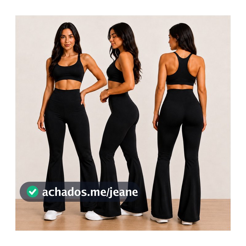Calça Flare Feminina Suplex Premium Cintura Alta Modeladora Boca de Sino Zero Transparência