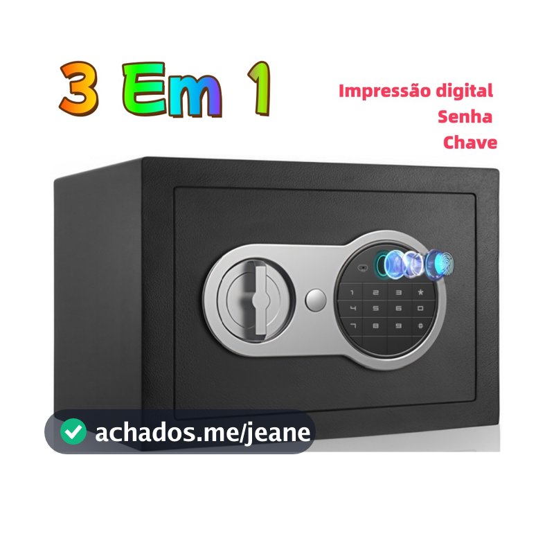 3 Em 1 Cofre Eletrônico Digital Biométrico Senha Ou Chave