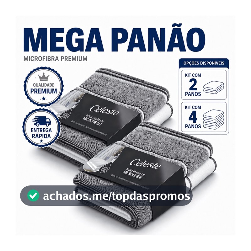 Kit Panos Multiuso Mega Panão Super Absorvente Chão Seca Pano de Chão Microfibra Grande