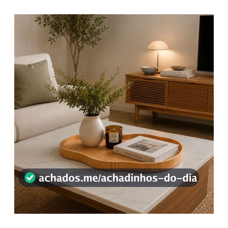 Bandeja Orgânica de Madeira Cinamomo Decorativa Luxo Premium Elegante Sofisticada