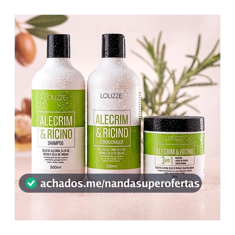 Kit Alecrim Antiqueda Shampoo, Condicionador e Máscara 500ml/Crescimento Capilar