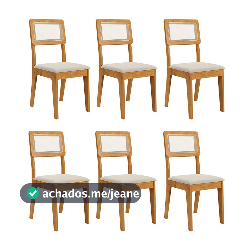 Kit 6 Cadeiras Bella de Jantar Cozinha em Tecido Boucle
