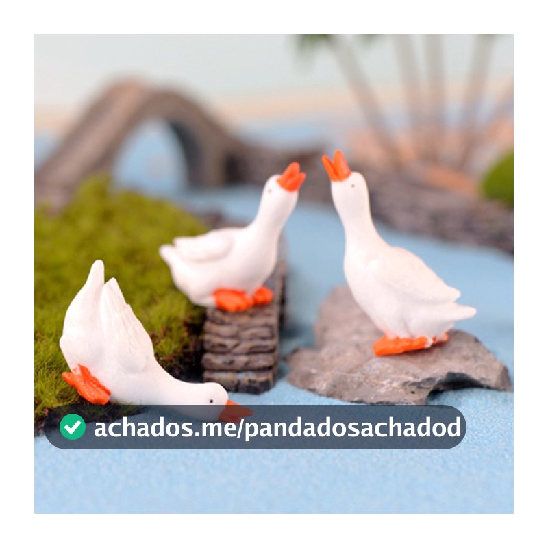 3 Pçs / Conjunto Enfeites De Ganso Brancos Miniaturas Jardim Fada Decoração Diy