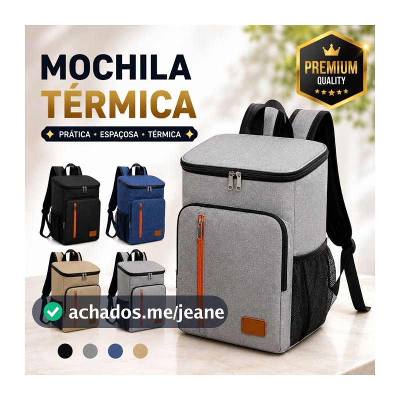 Bolsa Mochila Térmica 20L Conservação de Alimentos Delivery Camping Praia Academia Impermeável