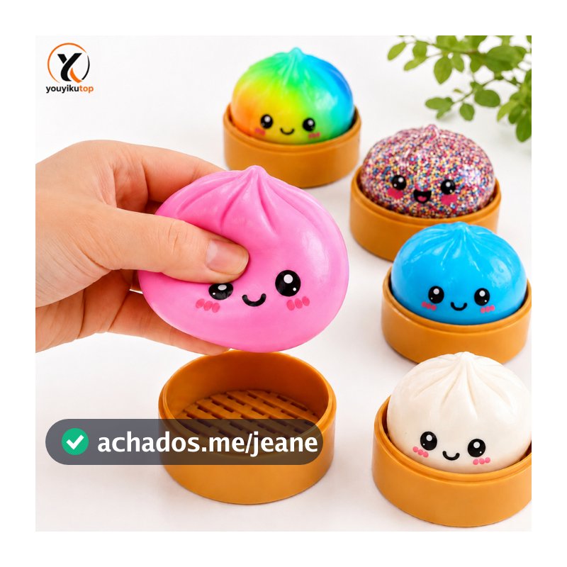 Dumpling Squishy Bolinho Baozi Brilhante Glitter Surpresa Pãozinho Macio Orbeez