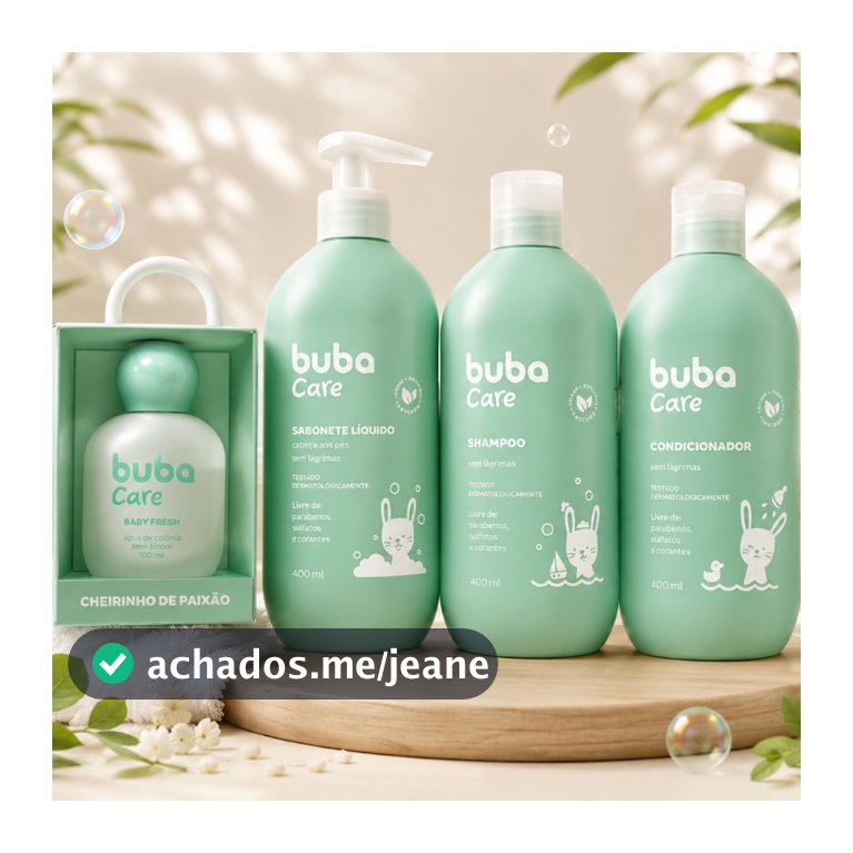Kit Banho Bebê Buba Care Shampoo Condicionador Sabonete e Colônia