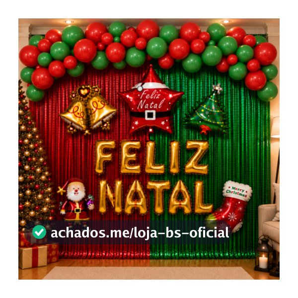 Kit Decoração de Natal Completo Feliz Natal 2 Cortina 50 bexigas Balões Natalinos Papai Noel Árvore Sino Bota Festa
