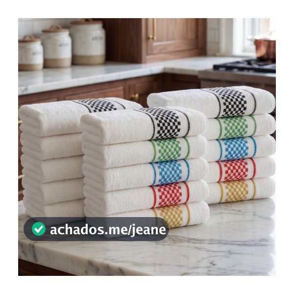 Kit c/ 15 Panos De Prato Atoalhado Premium 45x70 Cm 100% Algodão Cozinha Felpudo Jacquard
