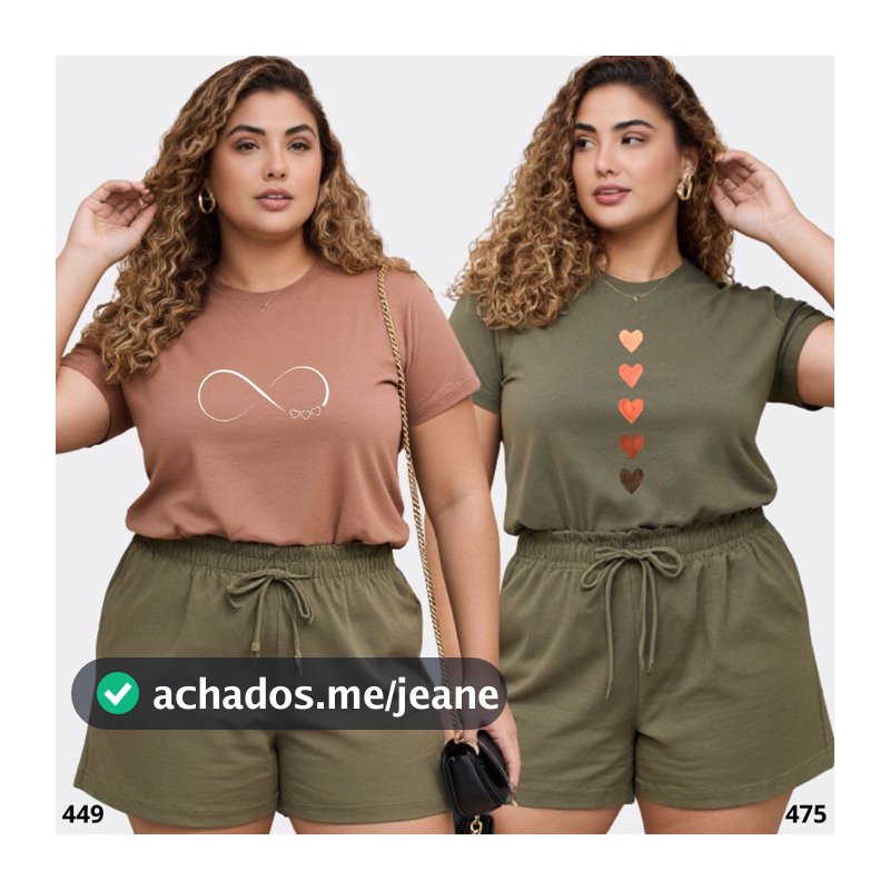 Kit 2 Camisas Plus Size Feminina Estampada 100% Algodão Tendencia Estilosa