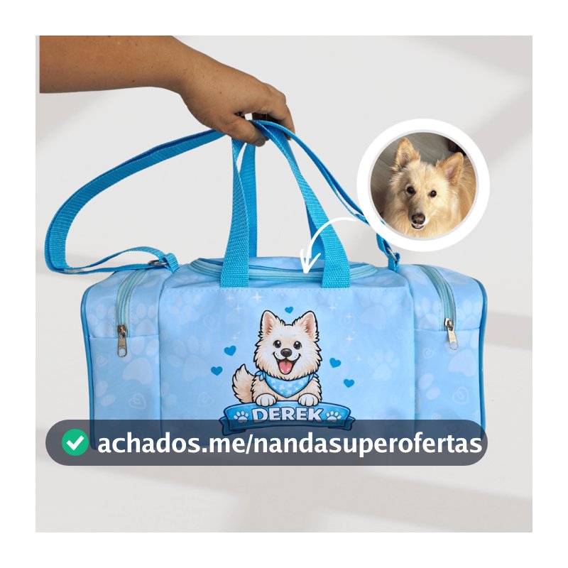 Bolsa Pet com Nome e Foto do Cachorro kit Mala e Mochila Pet Personalizada