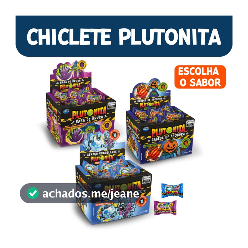 Chiclete Plutonita Halloween Baba de Bruxa Abraço Congelante Cx. 30 unid. Escolha o Sabor