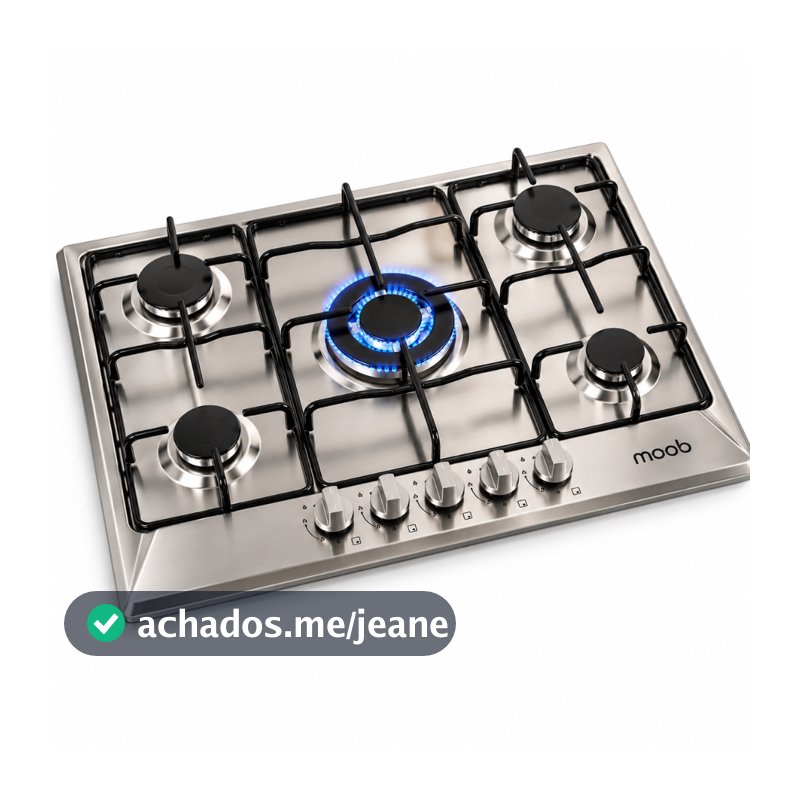 Fogão Cooktop 5 Bocas Aço Inox Tripla Chama Acendimento Automático Bivolt Moob