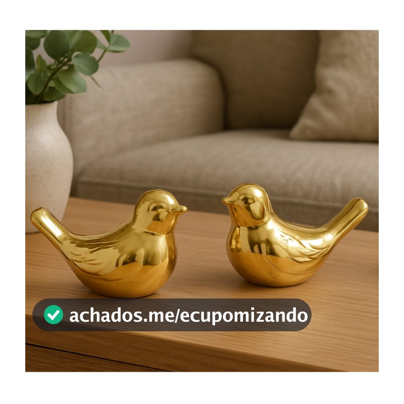 Enfeite Casal de Passarinhos Decorativo Pequeno Dourado Rose Prata Decoração Rack Sala Aparador