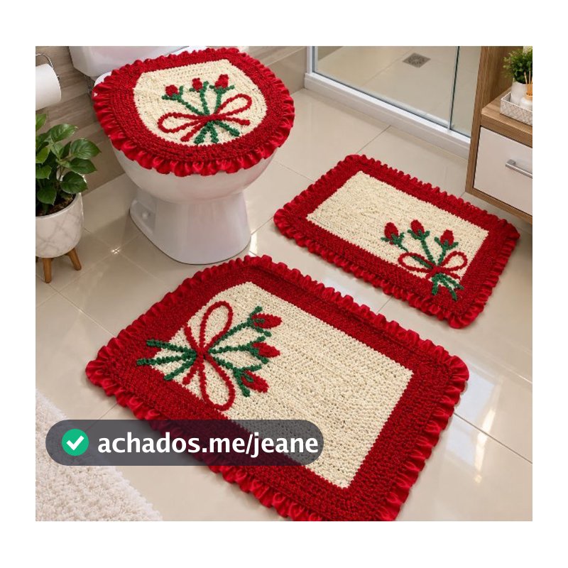jogo tapete banheiro frufru antiderrapante promoção kit 3 peças completo
