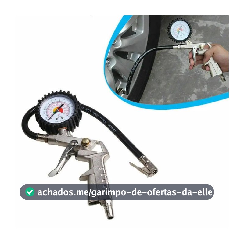 Calibrador E Inflador De Pneus Profissional Com Manômetro 220 PSI/16BAR Encaixe Rosca
