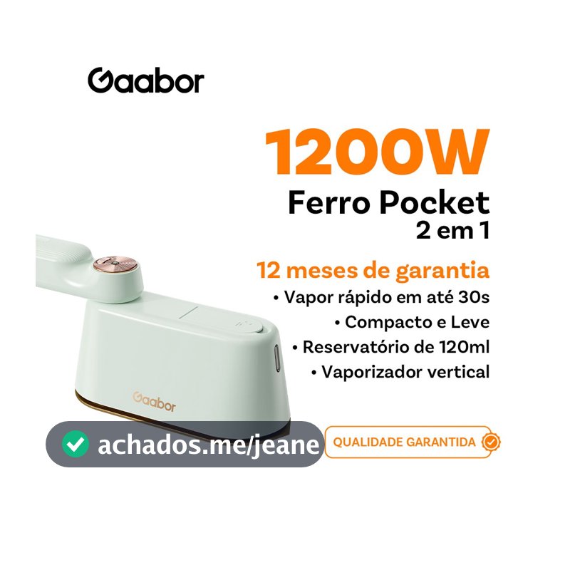 Gaabor Ferro de Vapor 220V/127V Portatil Para Viagem Facil de Guardar Sistema Top Clean HM-M01A