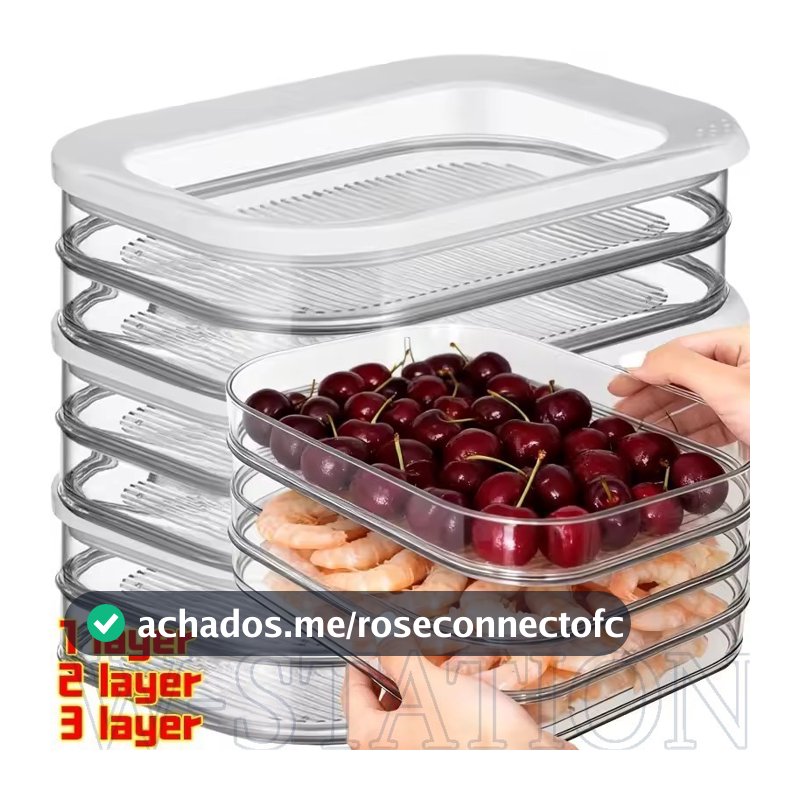 Recipiente Em Conserva De Vegetais De Frutas-Caixa De Alimentos Para Geladeira Multicamadas-Estojo Refeições Almoço De A