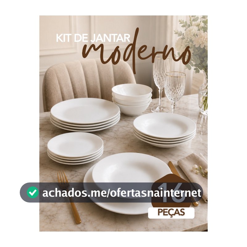 Aparelho De Jantar De 16 Peças Vidro Branco Liso Premium Pratos Bowl Luxo