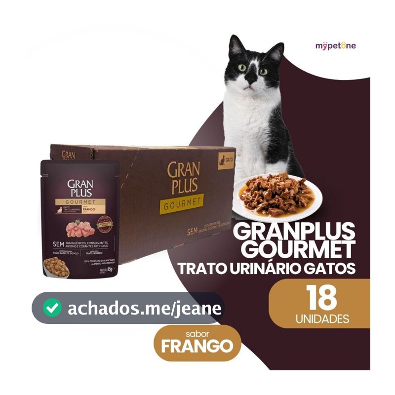 Ração Úmida Sachê GranPlus Gourmet Para Gatos e Cachorros Sabores Diversos Caixa 18 Unidades Cães e Gatos Cat Dog