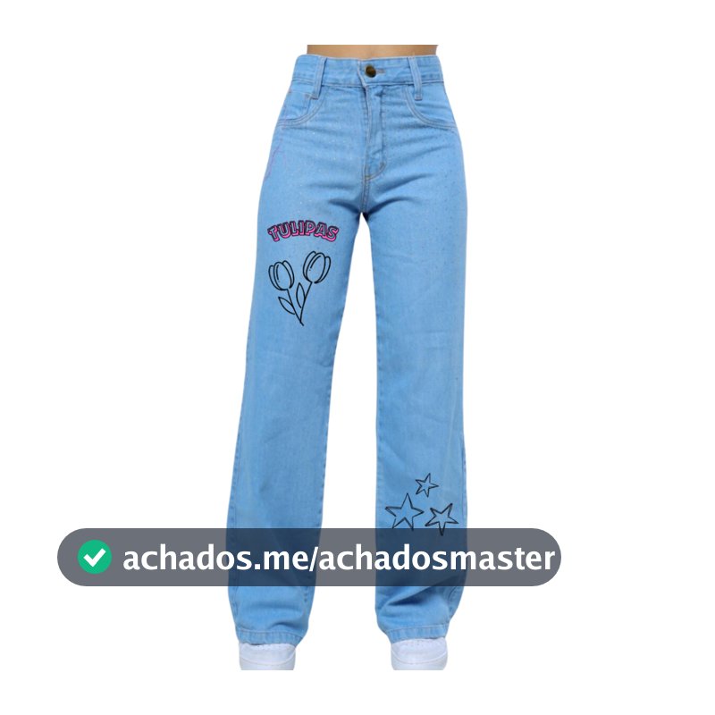 Calça Jeans Menina Wide Leg Estampado Infantil Juvenil Varias Estampas