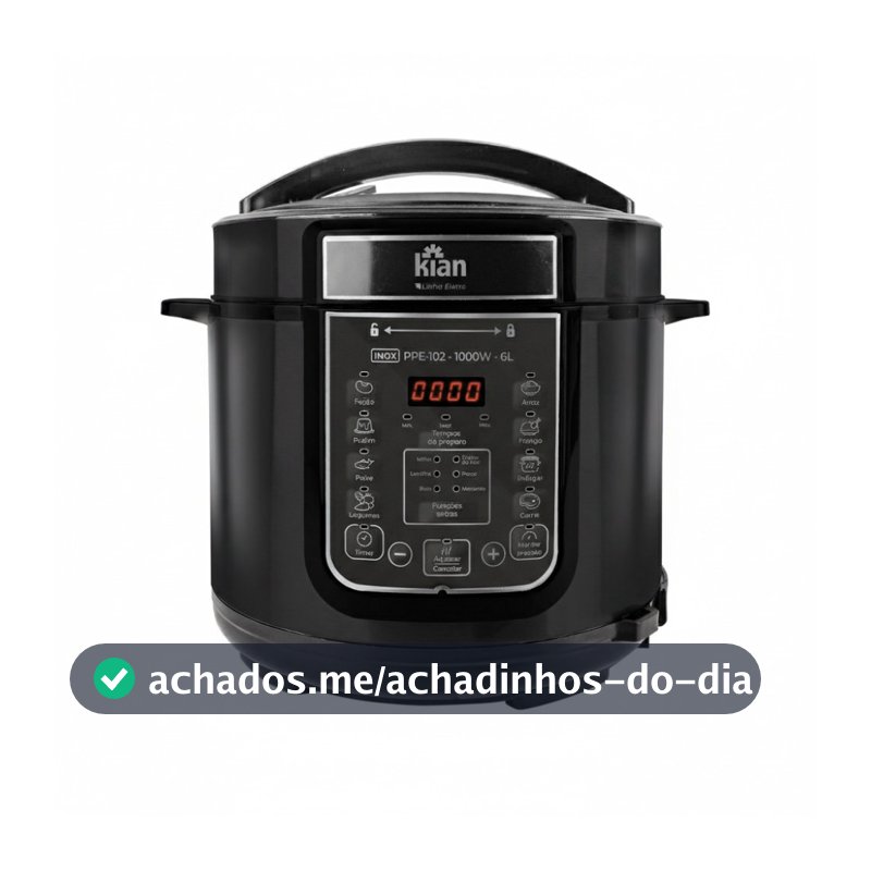 Panela de Pressão Elétrica PPE-102 – 6L Kian Timer Ajustável Controle de Temperatura Cuba Antiaderente Preto