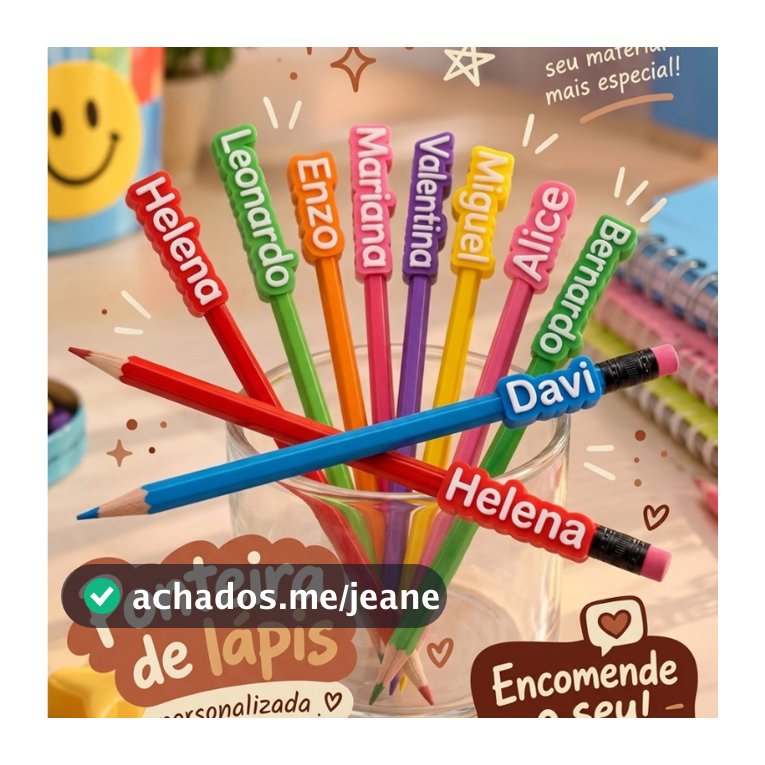 Ponteira para Lápis Personalizada com Nome  Identificador Material Escolar + Brinde