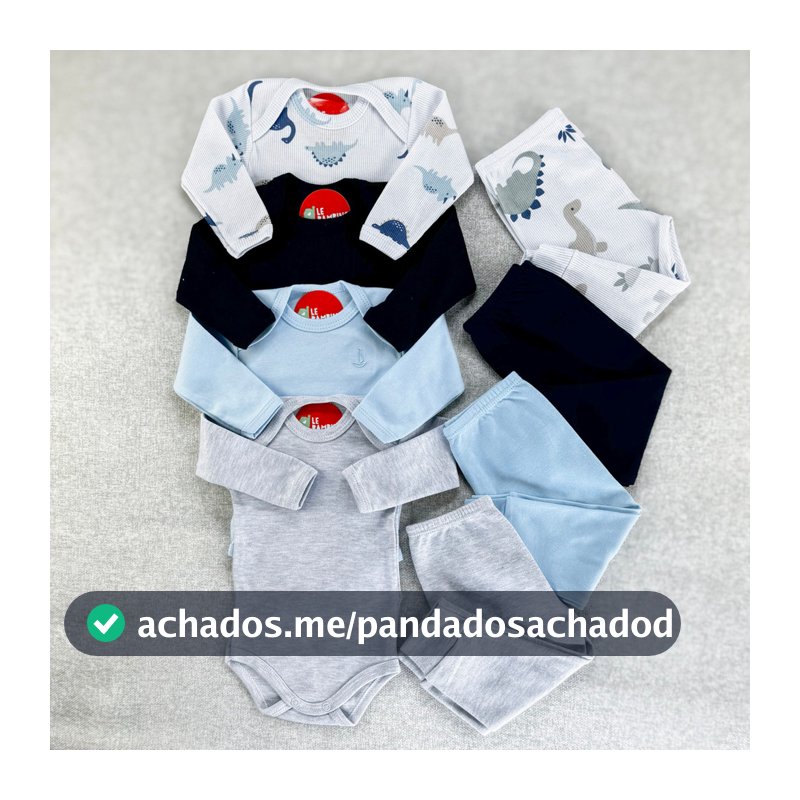 Kit Enxoval 8 Peças Bebê Menino Body e Calça Sortidos 100% Algodão Confortável Antialérgico