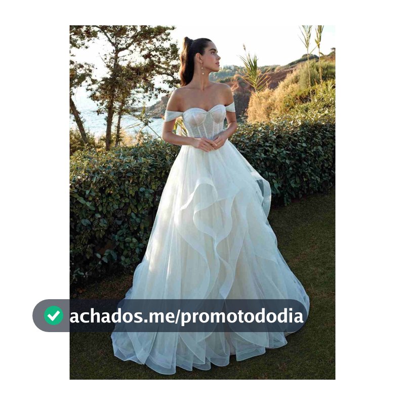 Vestido de Noiva Princesa Tule em Camadas com Corpete Estruturado Ombro a Ombro Belle - Moda Sunset