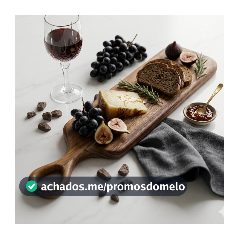 Tábua de Servir Molheira M e Corte - Petiscos - Frios Cozinha Mesa Posta - Madeira de Teca Nobre 49x10x2cm