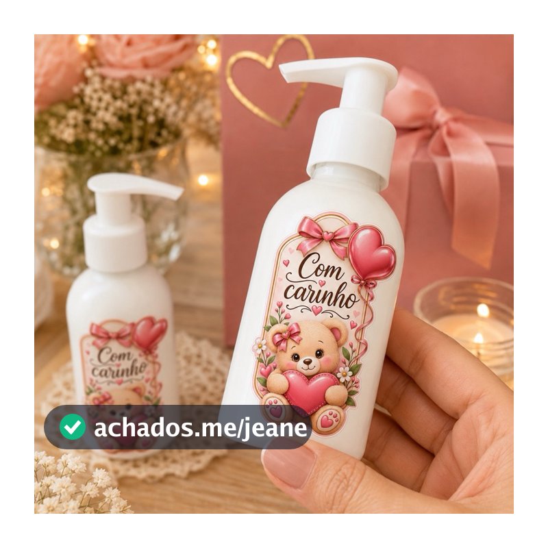 Kit de Rótulos Adesivos – Com Carinho (Ursinho) | 12, 24, 36 ou 48 Pares