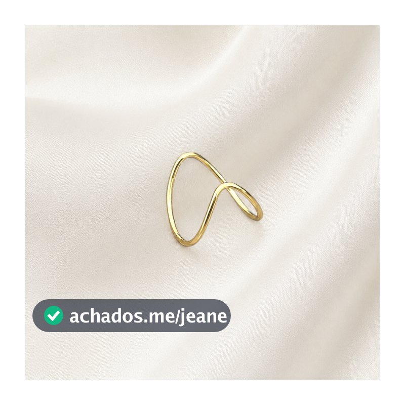 Anel Feminino Boca de Tubarão Regulável Dourado Semijoia Banhado a Ouro 18K Ajustável