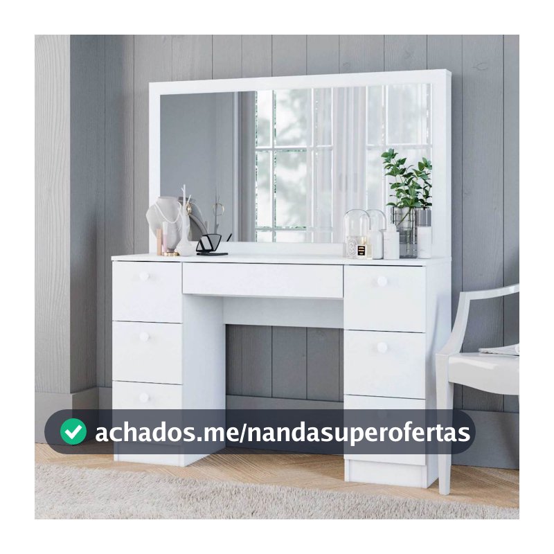 Penteadeira Ditália 7 Gavetas PE-80 Branco UV Acetinado