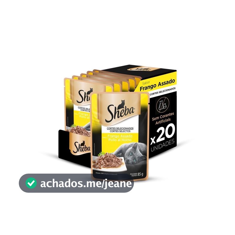 Kit Ração Úmida Sheba Sachê para Gatos Adultos Sabor Frango Assado 20 Unidades