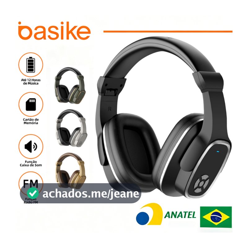 Basike Fones ouvido bluetooth sem fio Alto-falante viva-voz com microfone embutido graves potentes
