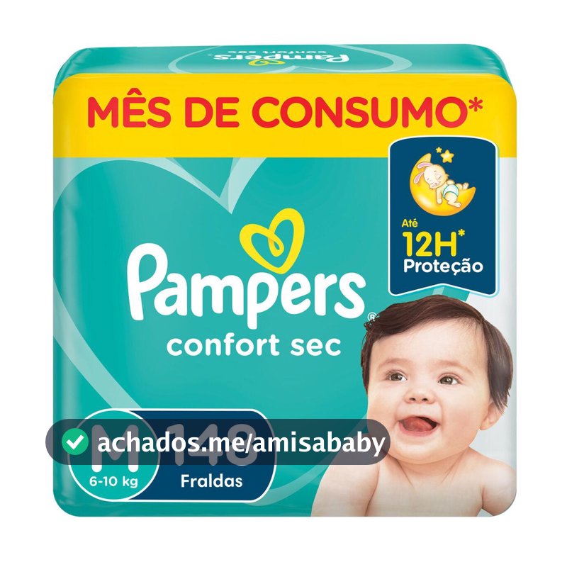 Fralda Pampers Confort Sec Jumbo Plus M com 148un