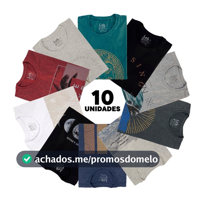 Kit com 10 Camisetas Masculinas Estampadas em Algodão Premium - Blusas para Homem - Kit Camisas com Estampa