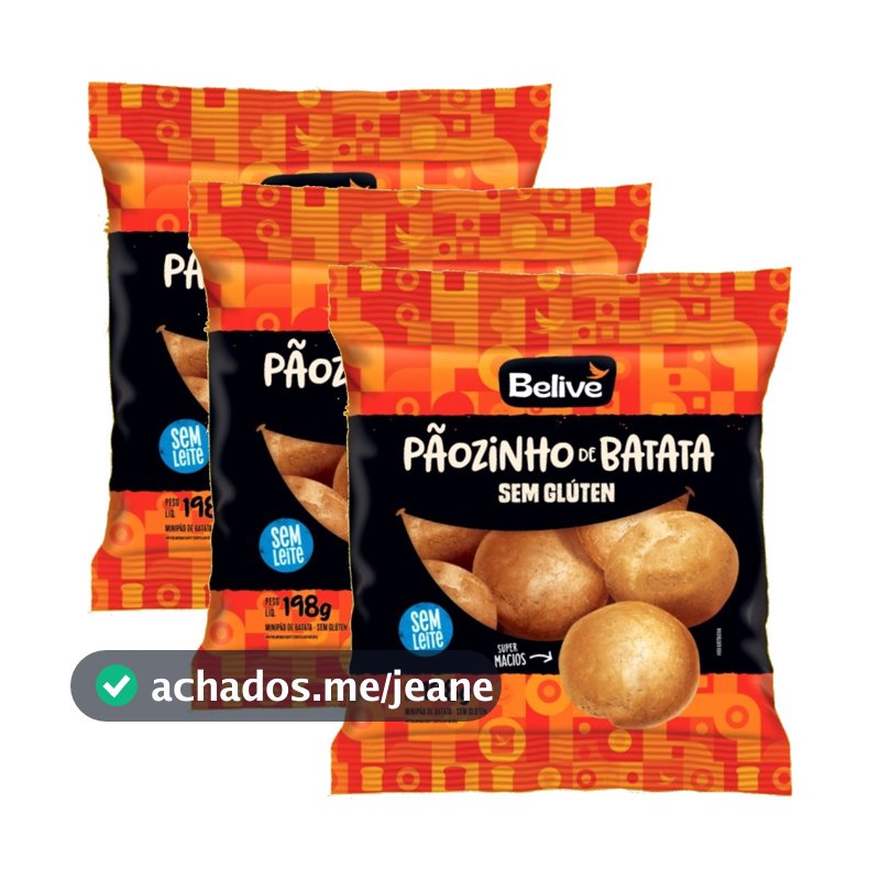 Kit c/ 3und Pãozinho de Batata sem Glúten BELIVE 198g