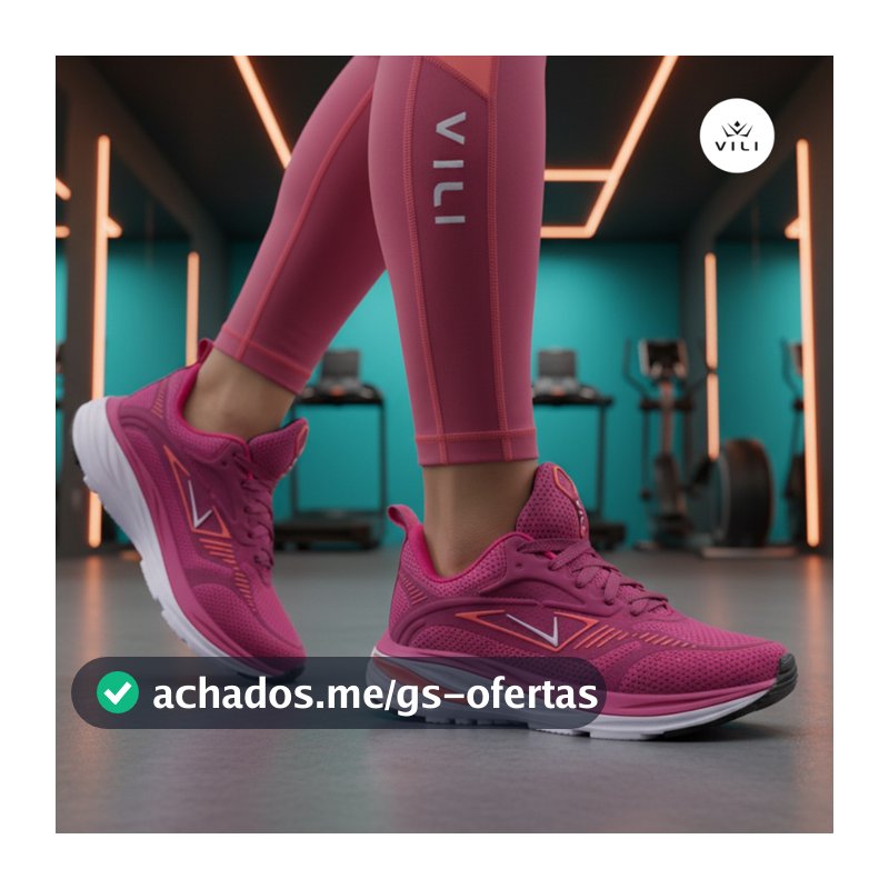 Tênis Feminino Vili Fusion Esportivo Caminhada 232G Rosa Neon