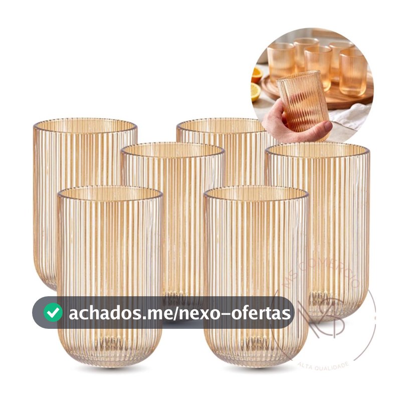 Jogo de Copos Taças Canelado Versalhes Clear Jogo Com 6 ou 12 Peças