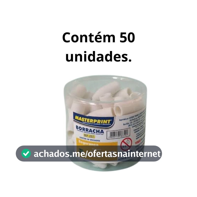 Borracha Branca para Ponteira de Lápis Escolar - 50 Unidades.MasterPrint Atacado