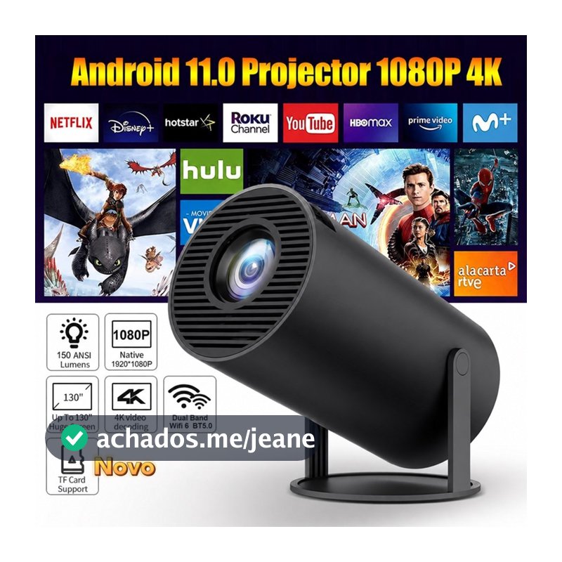 Projetor HY300 Magcubic 4K HD WiFi Bluetooth Até 150 Polegadas Bivolt Celular TV Box Xbox PS5 PC Cinema Portátil