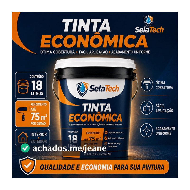 SelaTech Tinta Acrílica Econômica 18L Fosca 8 Cores Boa Cobertura