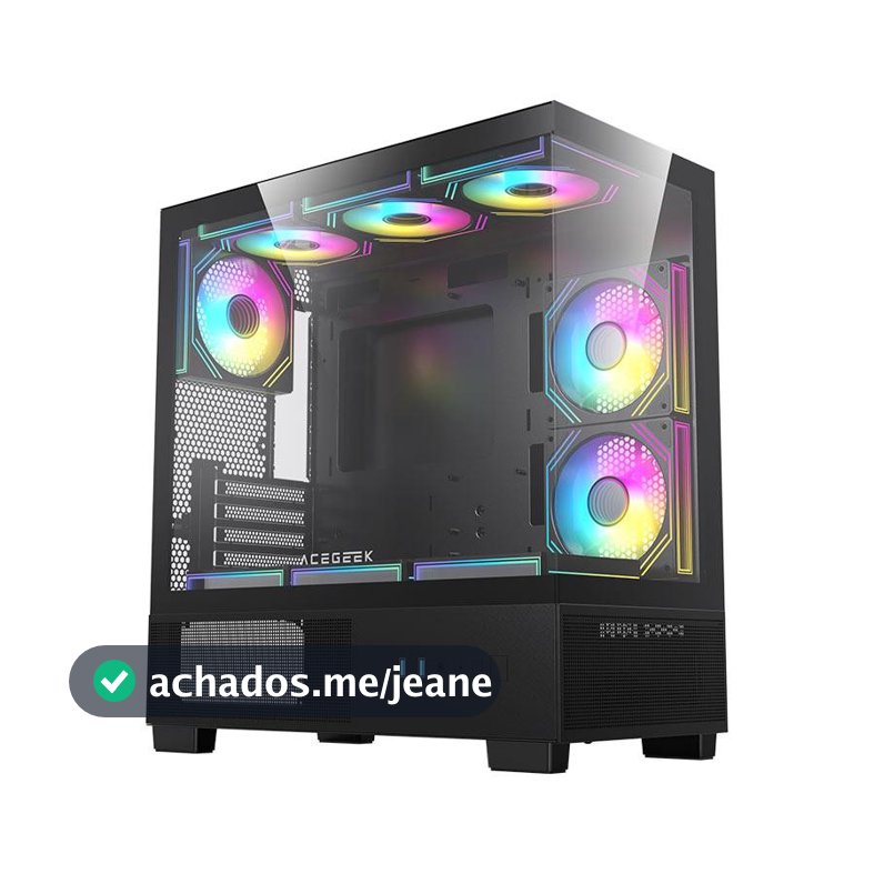 Gabinete Gamer Acegeek Echo Mini, Mini-Tower, Lateral de Vidro, Preto, AG-ECHO-MINI-BK