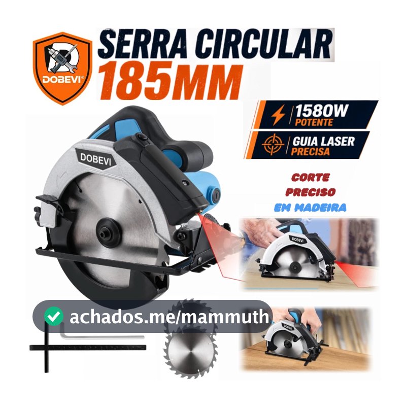 110v/220v Serra Circular Profissional 1580w para Madeira com Guia Laser E Disco, Dobevi