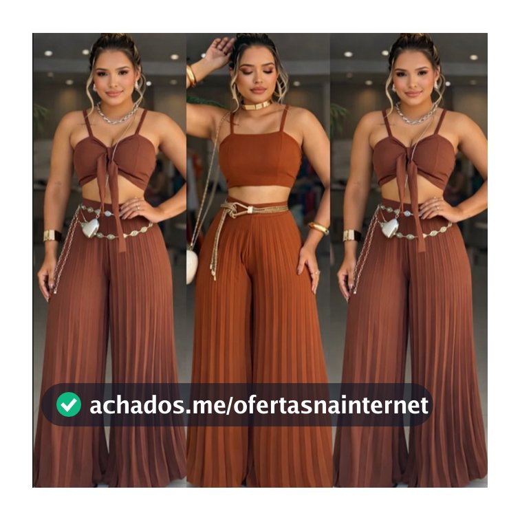 Conjunto Cropped e Calça Plissada Look Elegante Tendência  2026 Festa Social en TECIDO DUNA